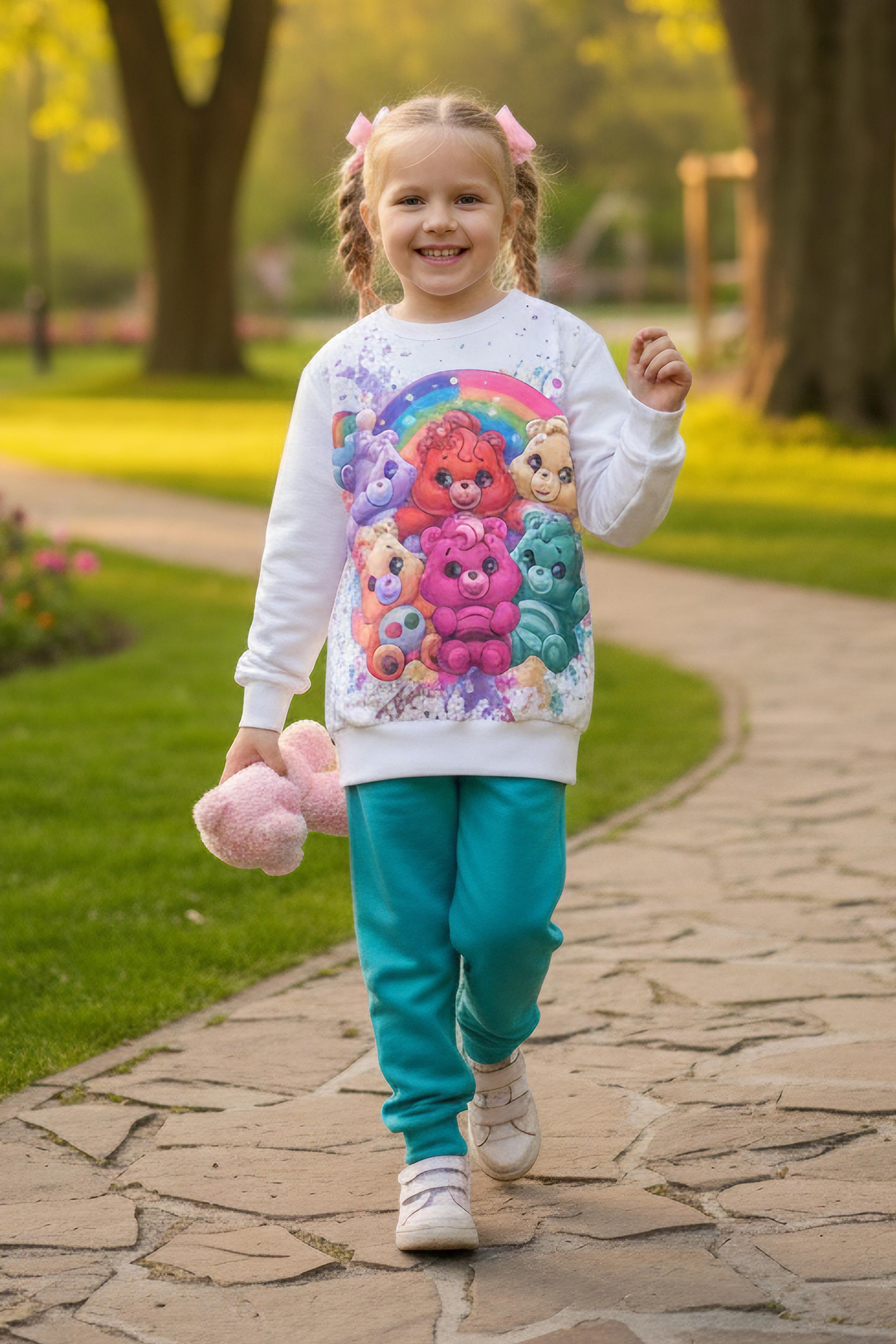 Kız Çocuk Mint Baskılı Pijama Takımı - 28107-MINT