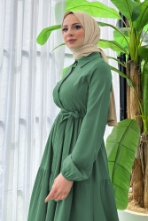 Kuşaklı Kat Kat Elbise - 27345 - TOFİSA (1)