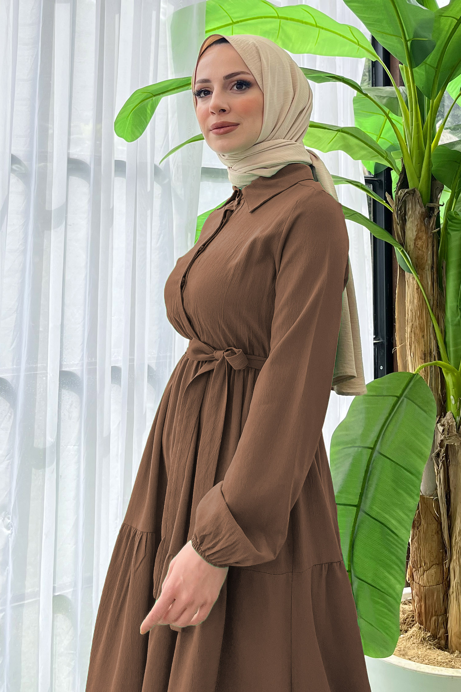 Kuşaklı Kat Kat Elbise - 27345