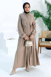 Kuşaklı Kat Kat Elbise - 27345 - TOFİSA (1)