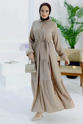 Kuşaklı Kat Kat Elbise - 27345 - TOFİSA