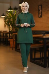 Leopar Şerit Detaylı İki İplik İkili Takım - 2051-ZUMRUT - TOFİSA (1)