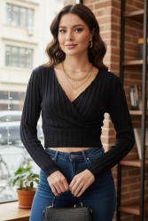 Leysi Crop - 27978-SIYAH - TOFİSA