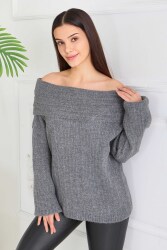 Madonna Yaka Triko Kazak - 27983-ANTRASIT - TOFİSA (1)