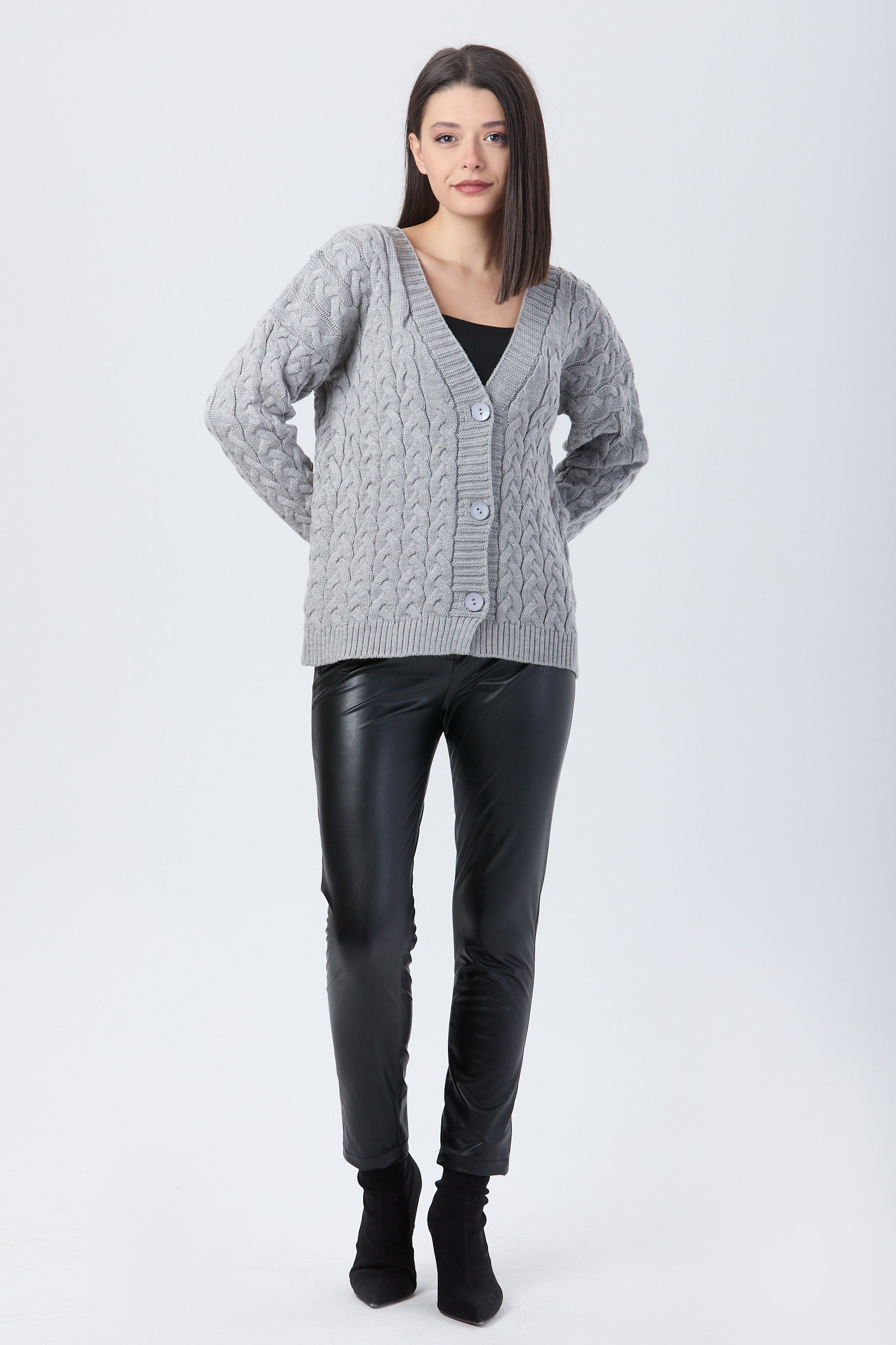 Örgülü Triko Hırka  - 27657