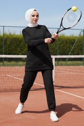 Paça Lastikli İki İplik İkili Takım - 28029-SIYAH - TOFİSA