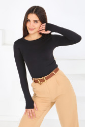 Parmak Geçmeli Modal Bady - 27800-SIYAH - TOFİSA