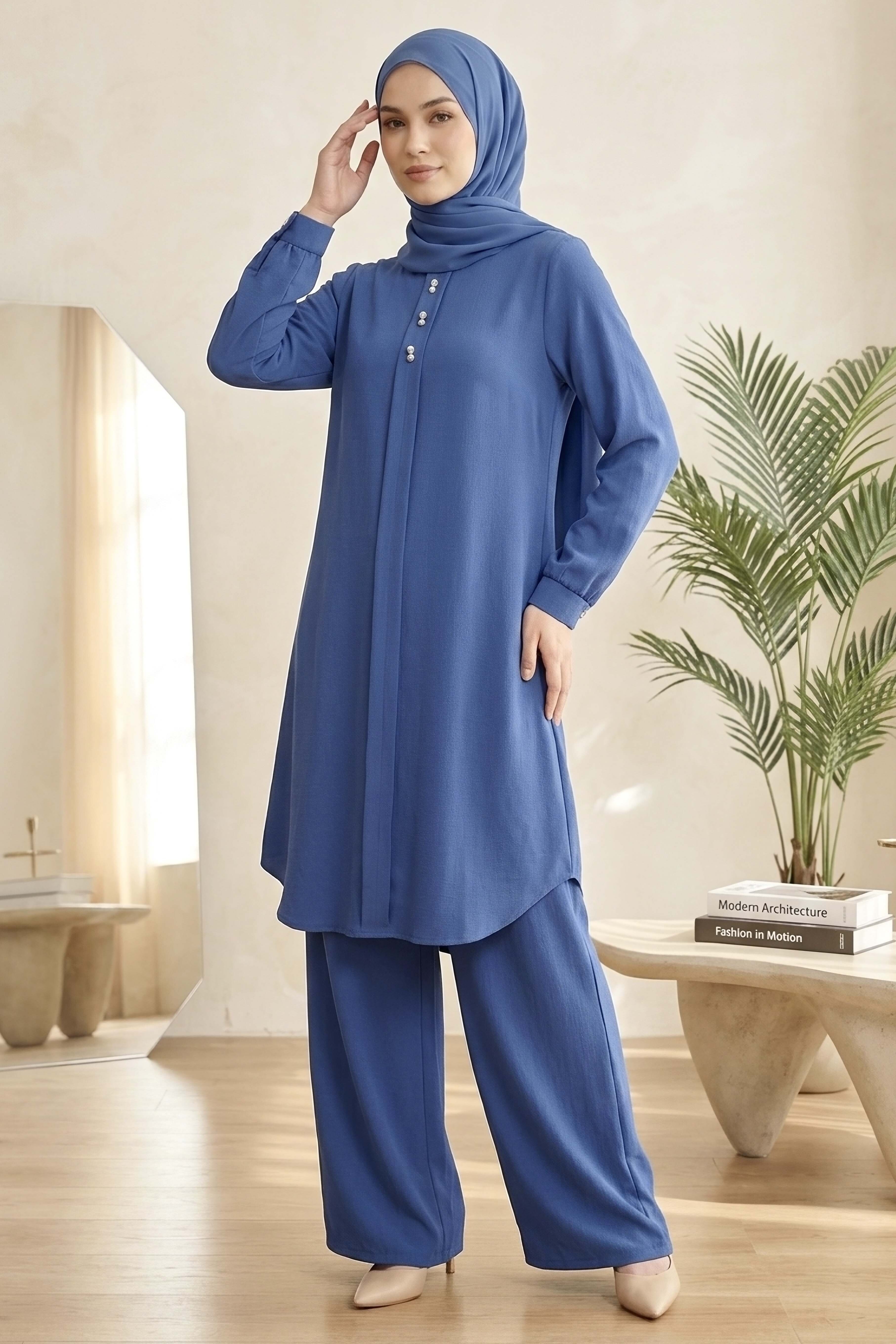 Riz Tunik Pantolon İkili Takım Indigo - 2129-INDIGO