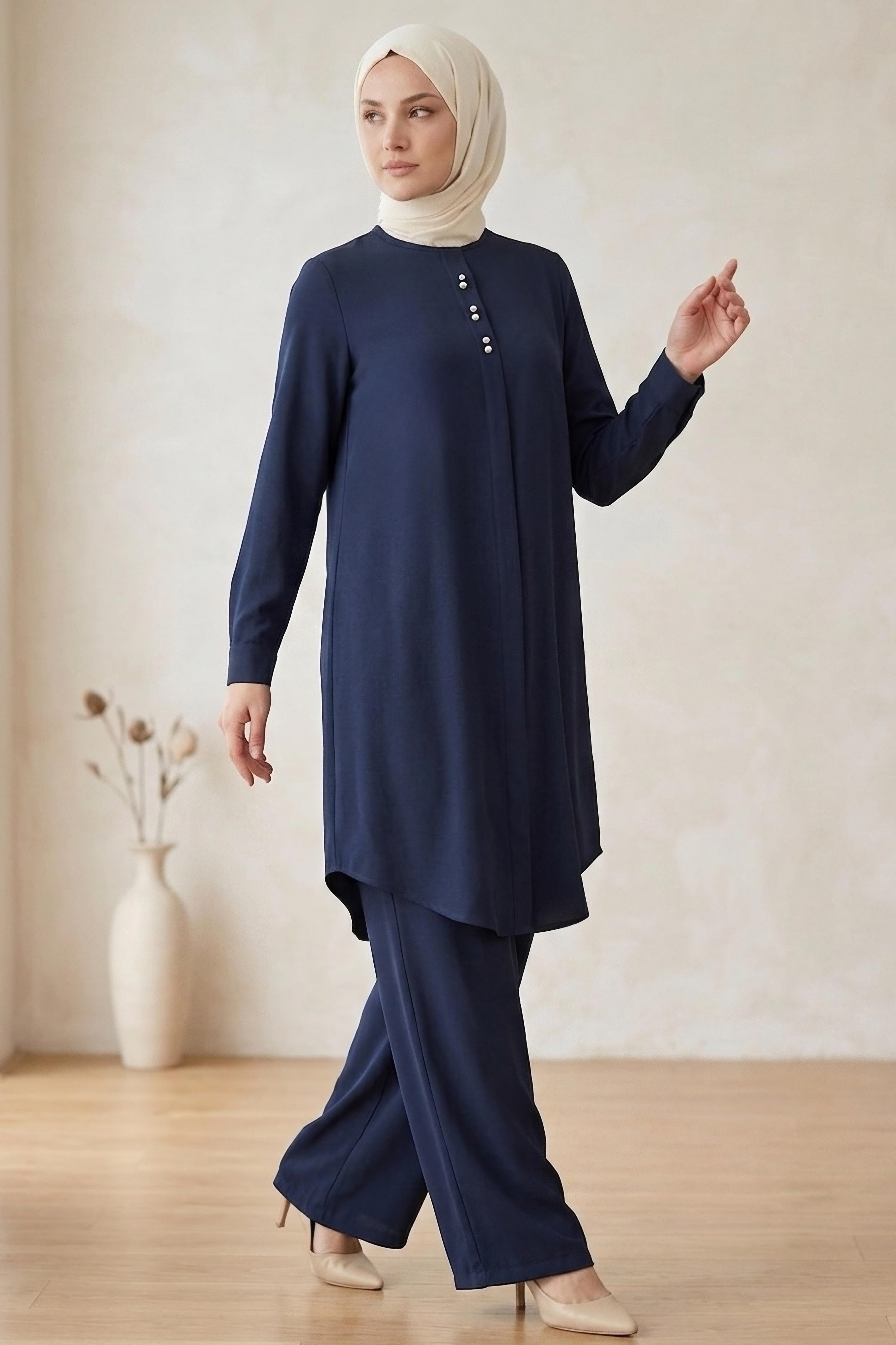 Riz Tunik Pantolon İkili Takım Lacivert - 2129-LACIVERT