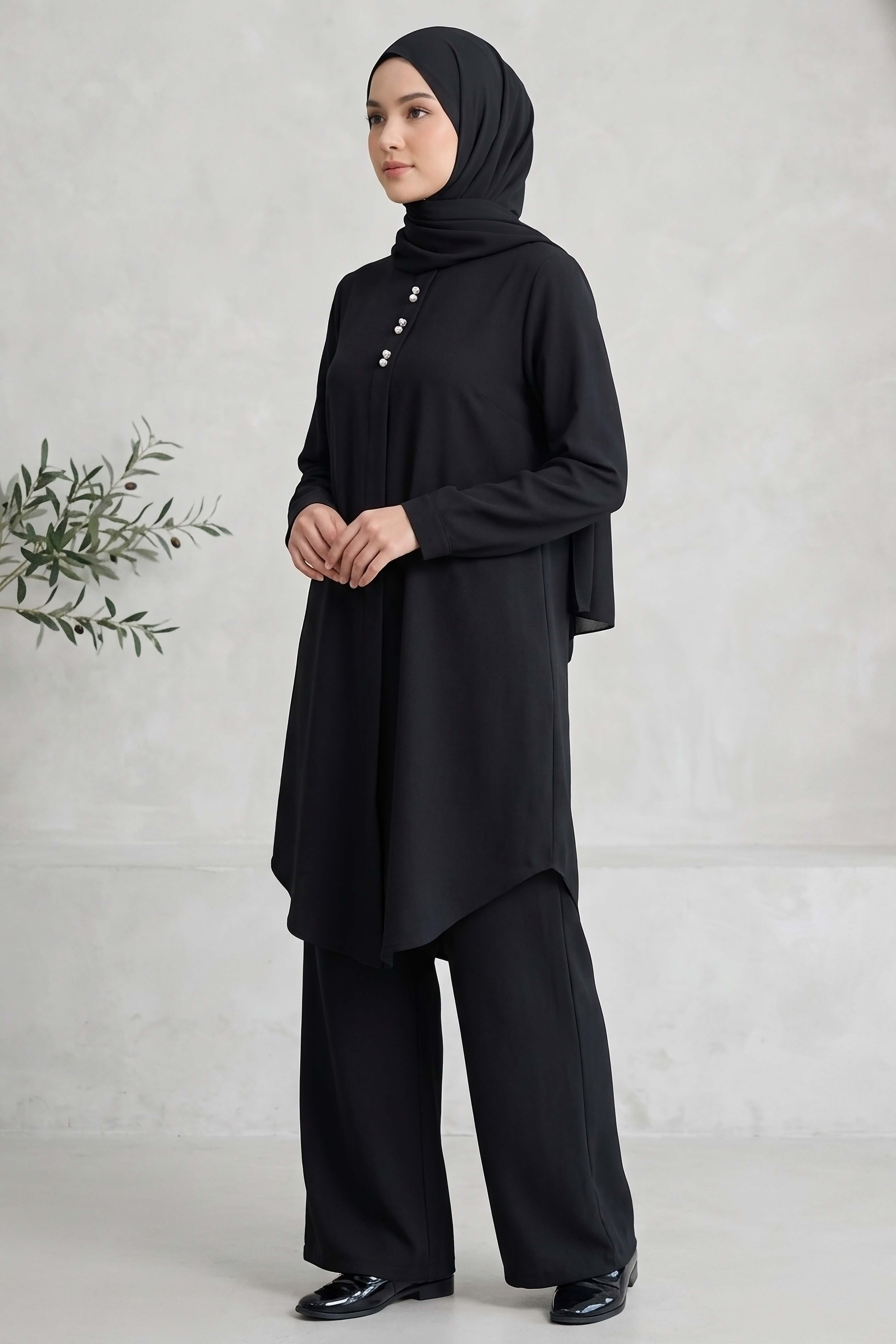 Riz Tunik Pantolon İkili Takım Siyah - 2129-SIYAH