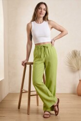 Sofia Keten Beli Lastikli Pantolon Fistik Yesili - 2131-FISTIK-YESILI - TOFİSA