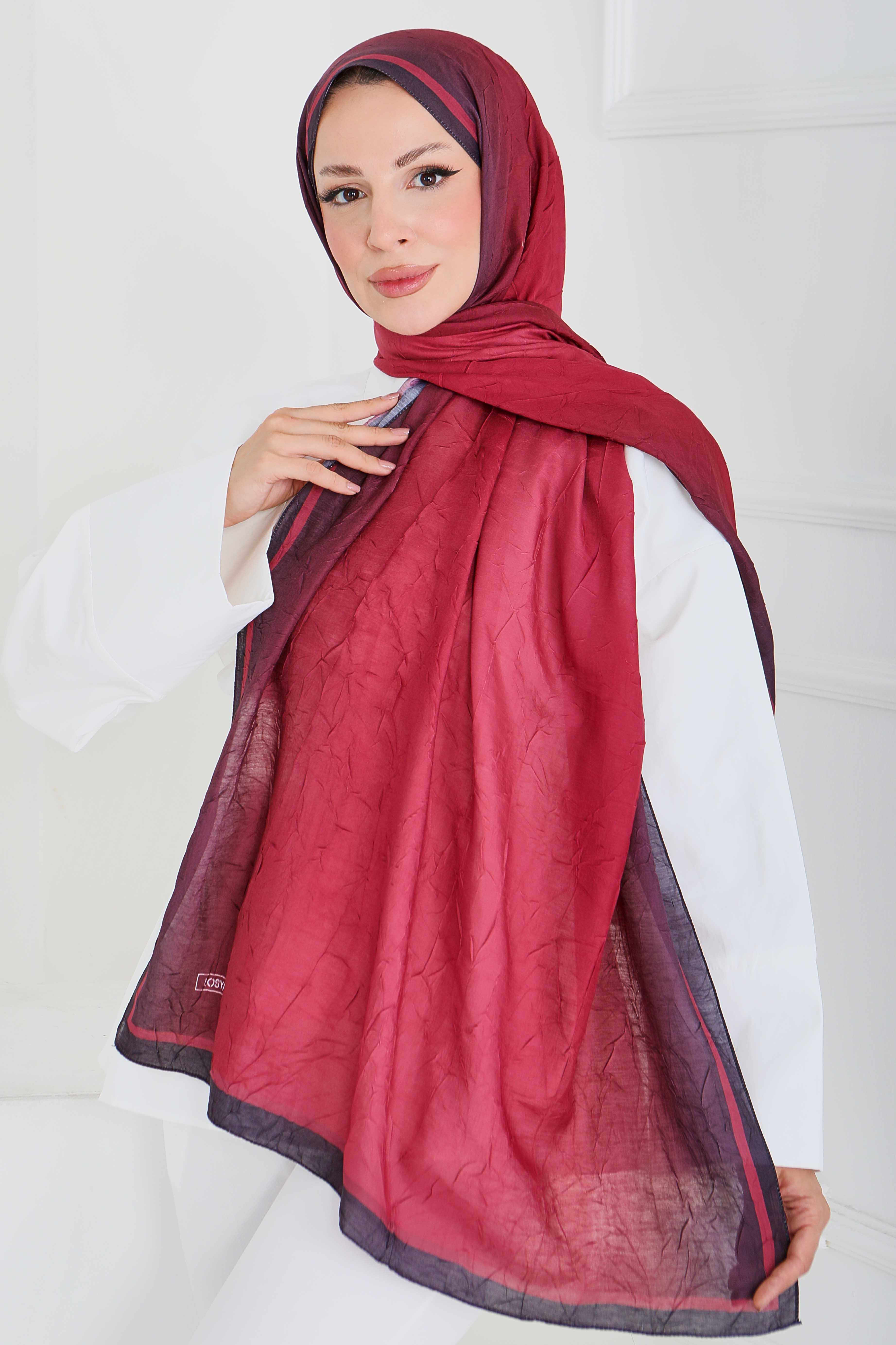 Soft Degrade Bambu Crash Şal  - 27915-BORDO