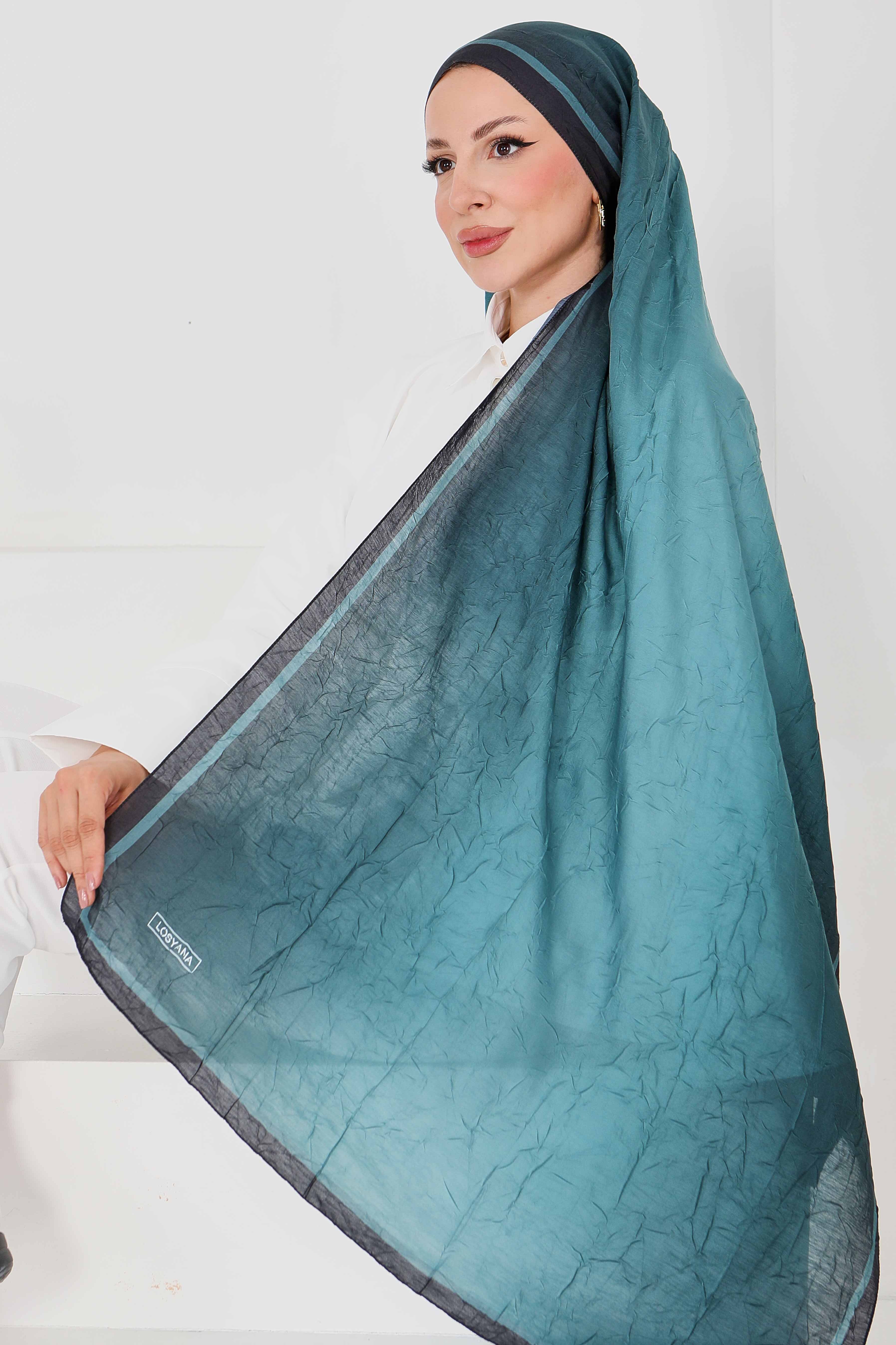 Soft Degrade Bambu Crash Şal  - 27915-PETROL