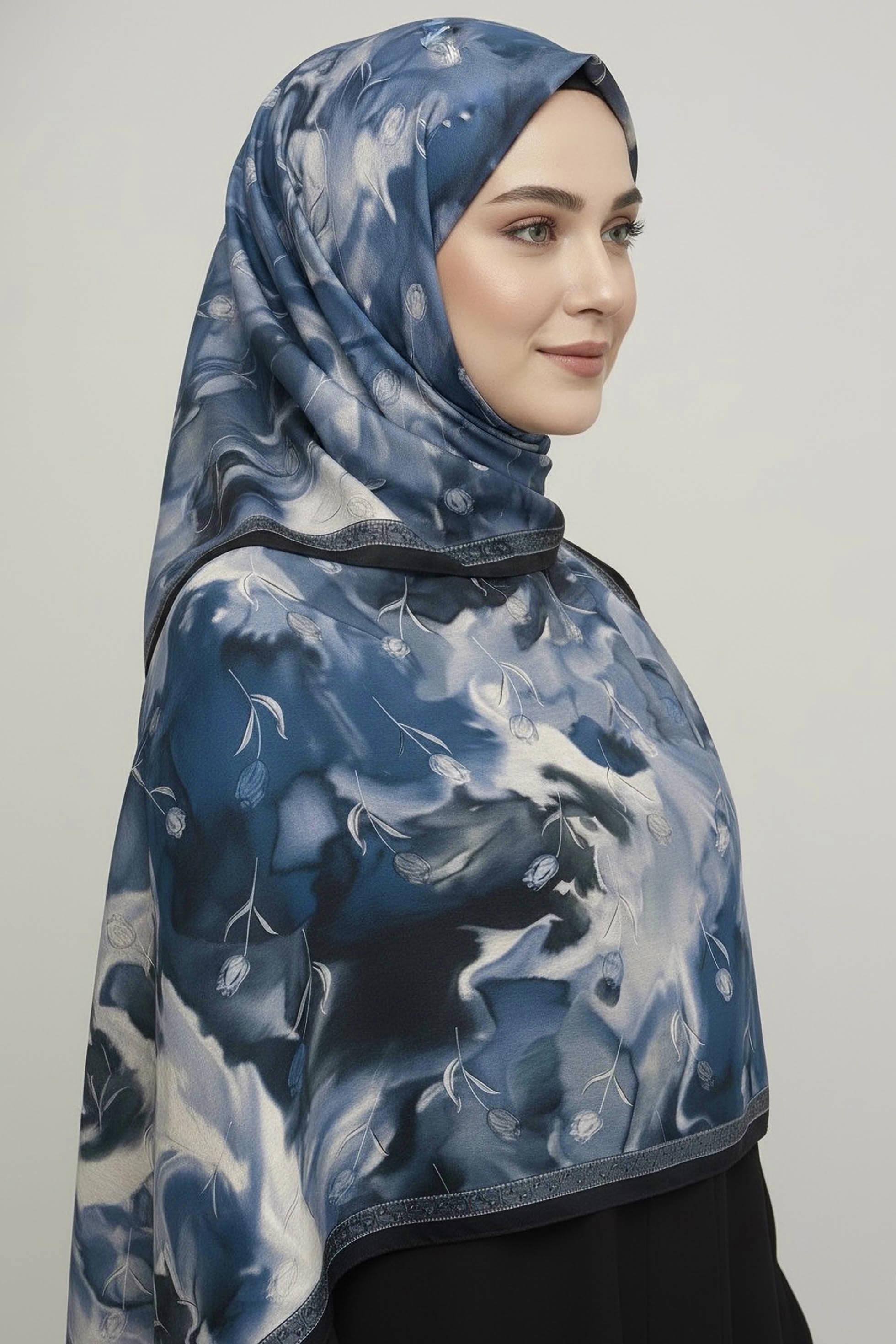 Soft Mist Serisi Pamuk Şal  - 28188-MAVI