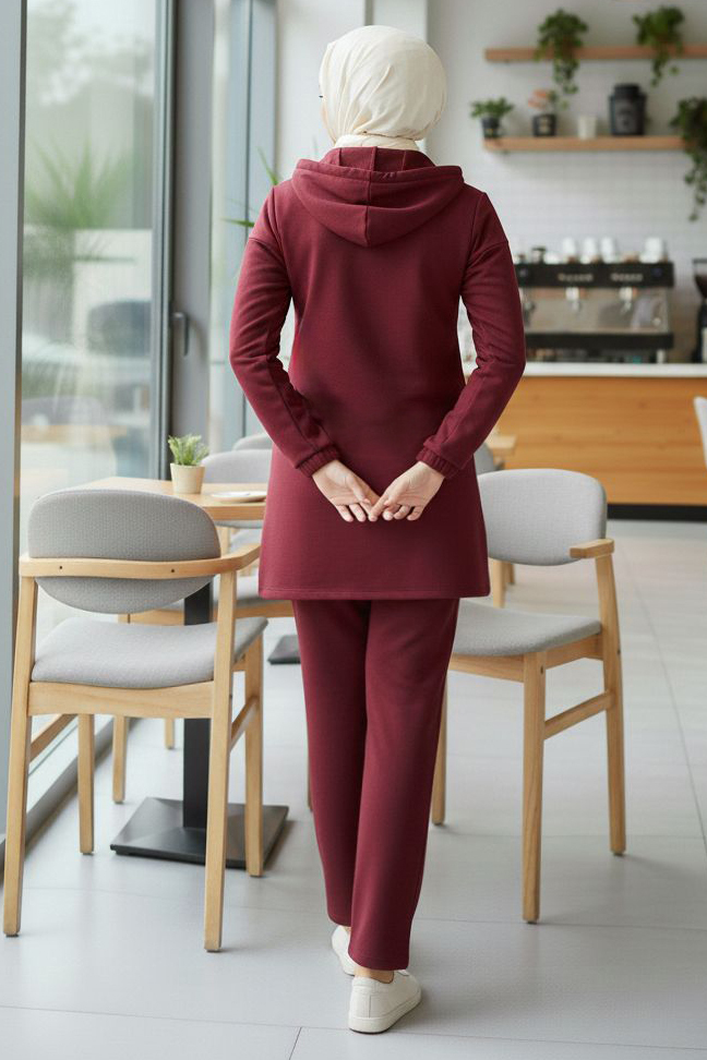 Taş Detaylı Bileği Lastikli Modal İkili Takım  - 1001-BORDO
