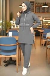 Taş Detaylı Bileği Lastikli Modal İkili Takım - 1001-FUME - TOFİSA (1)