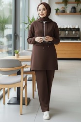 Taş Detaylı Bileği Lastikli Modal İkili Takım - 1001-KAHVE - TOFİSA (1)