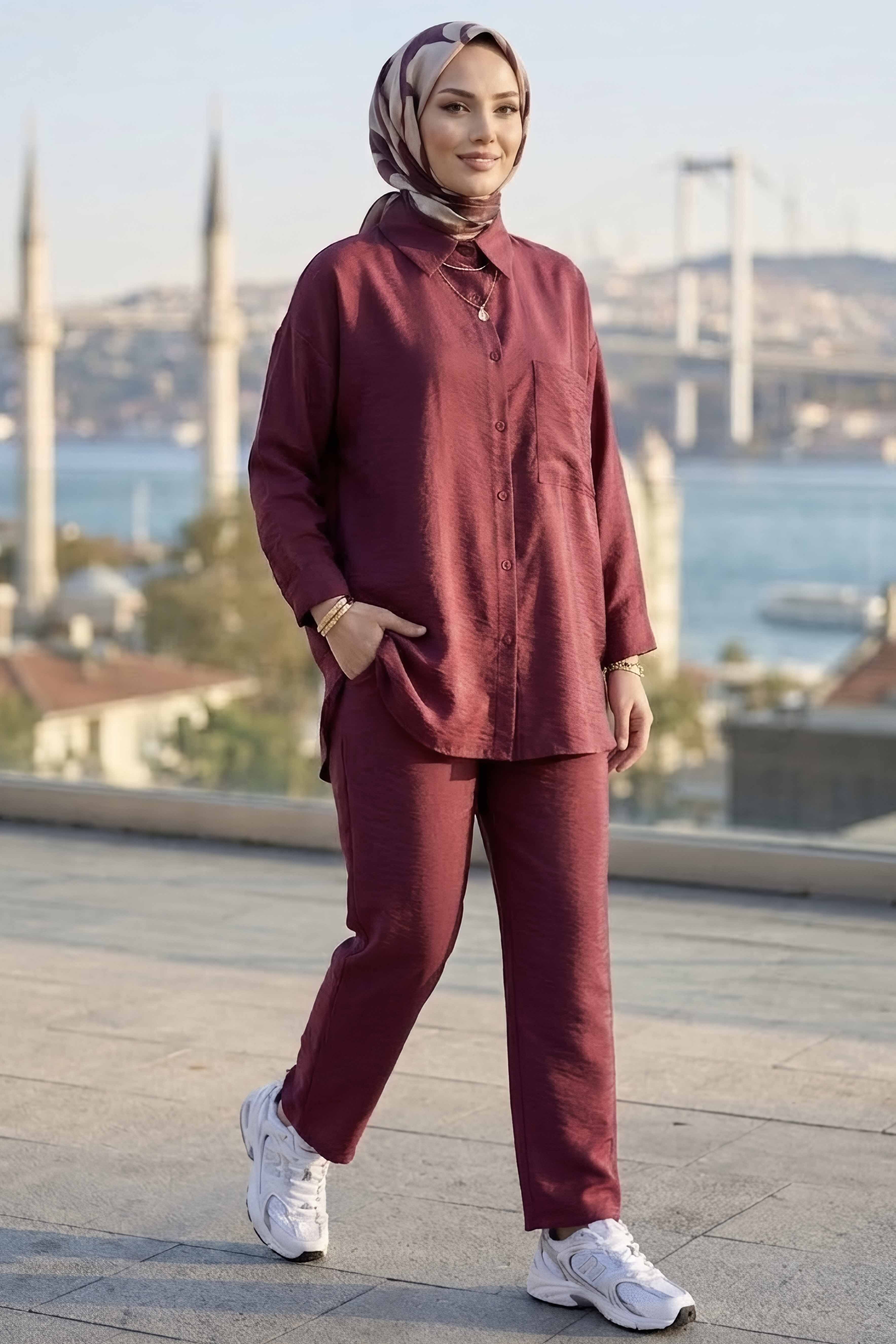 Tek Cepli Manavgat İkili Takım Bordo - 2116-BORDO