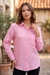 Tek Cepli Müslin Gömlek Pembe - 1334-PEMBE - TOFİSA