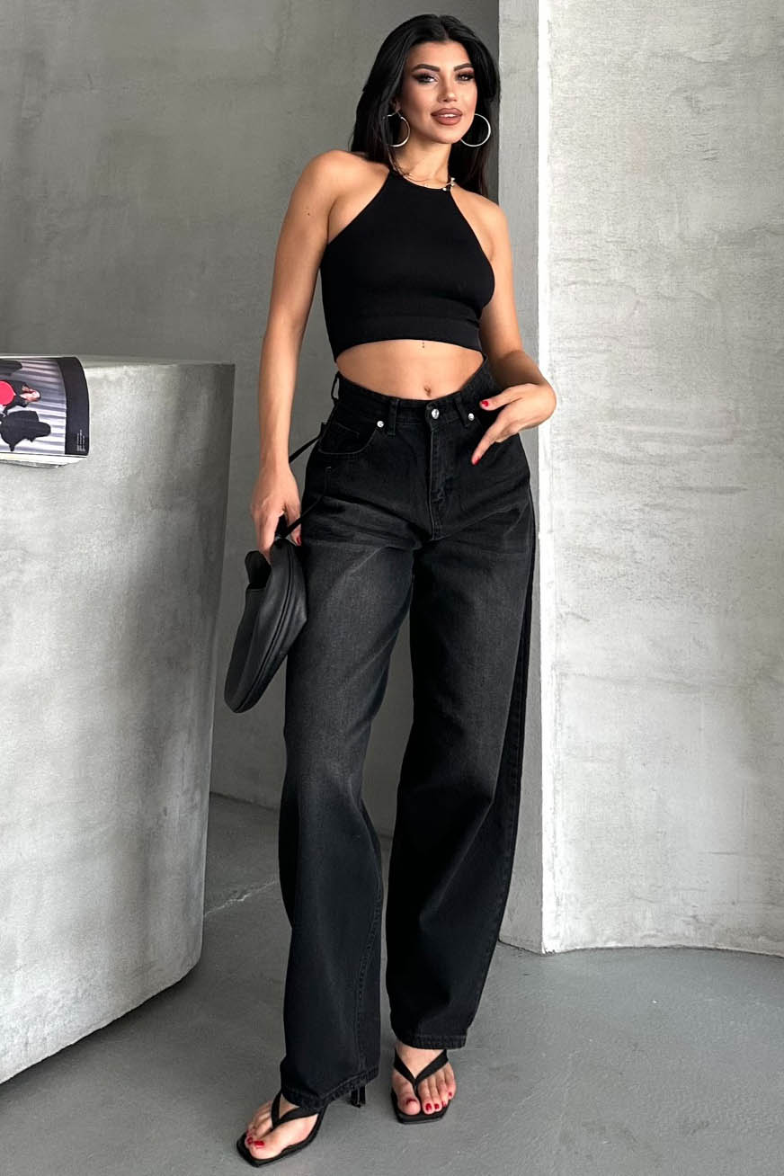 Tokalı Baggy Kot Pantolon Siyah - 27297