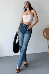 Tokalı Baggy Kot Pantolon - 27297 - TOFİSA (1)