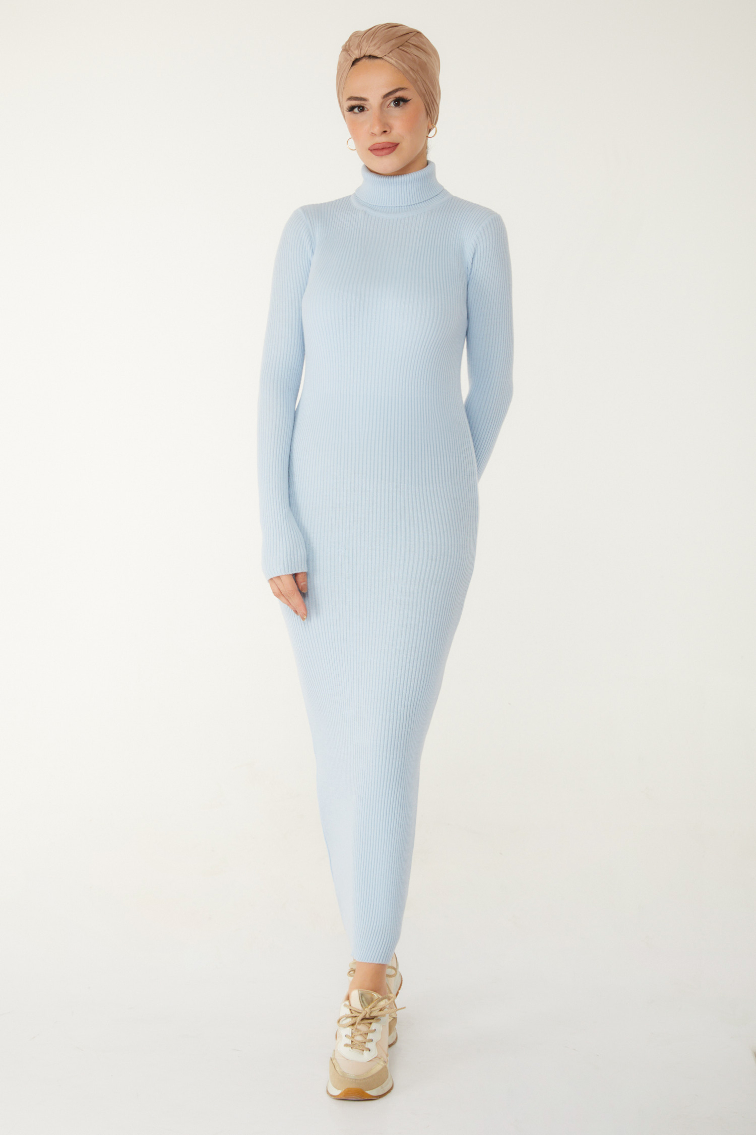 Triko Elbise  - 27754-BEBE-MAVI