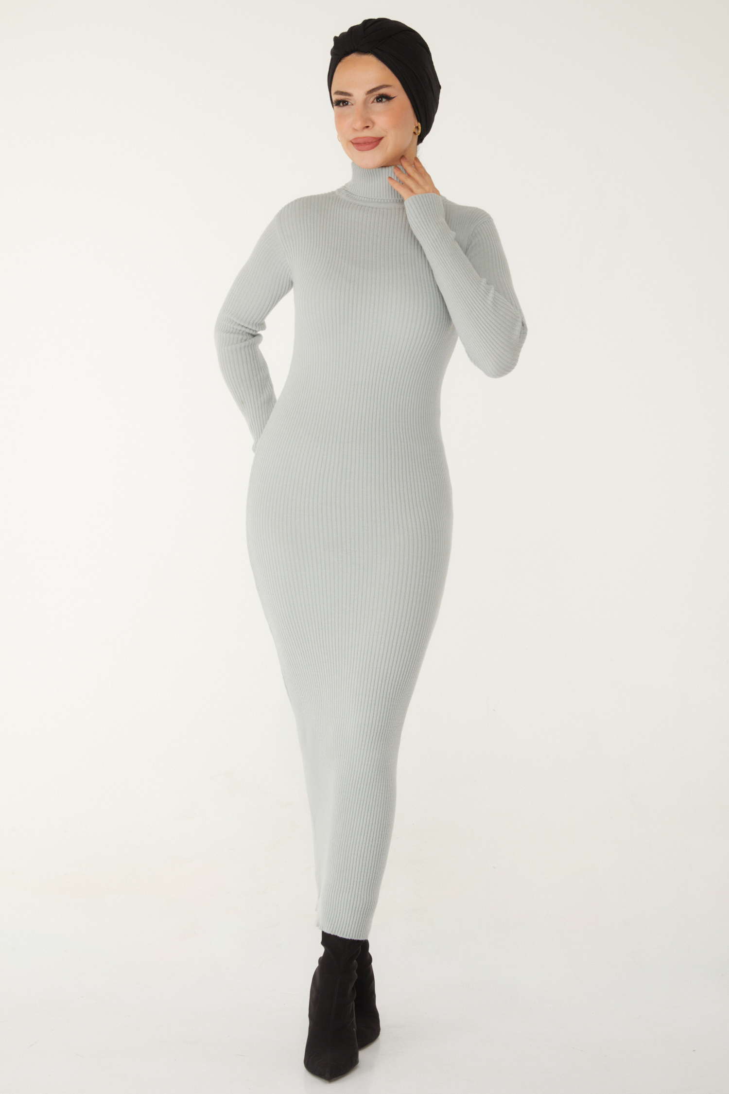 Triko Elbise  - 27754-GRI