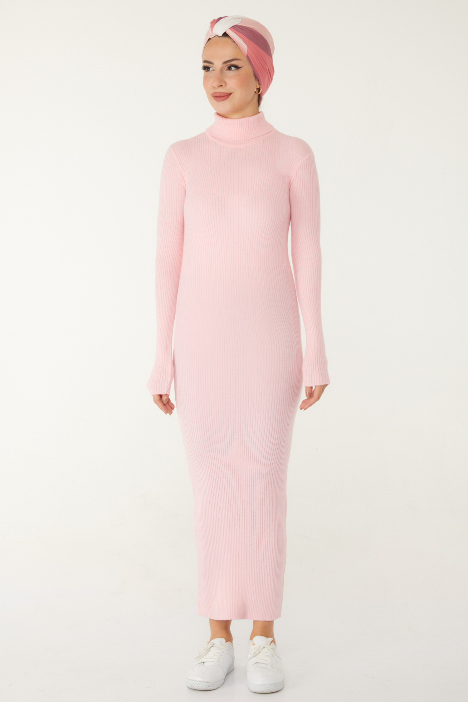Triko Elbise  - 27754-PEMBE