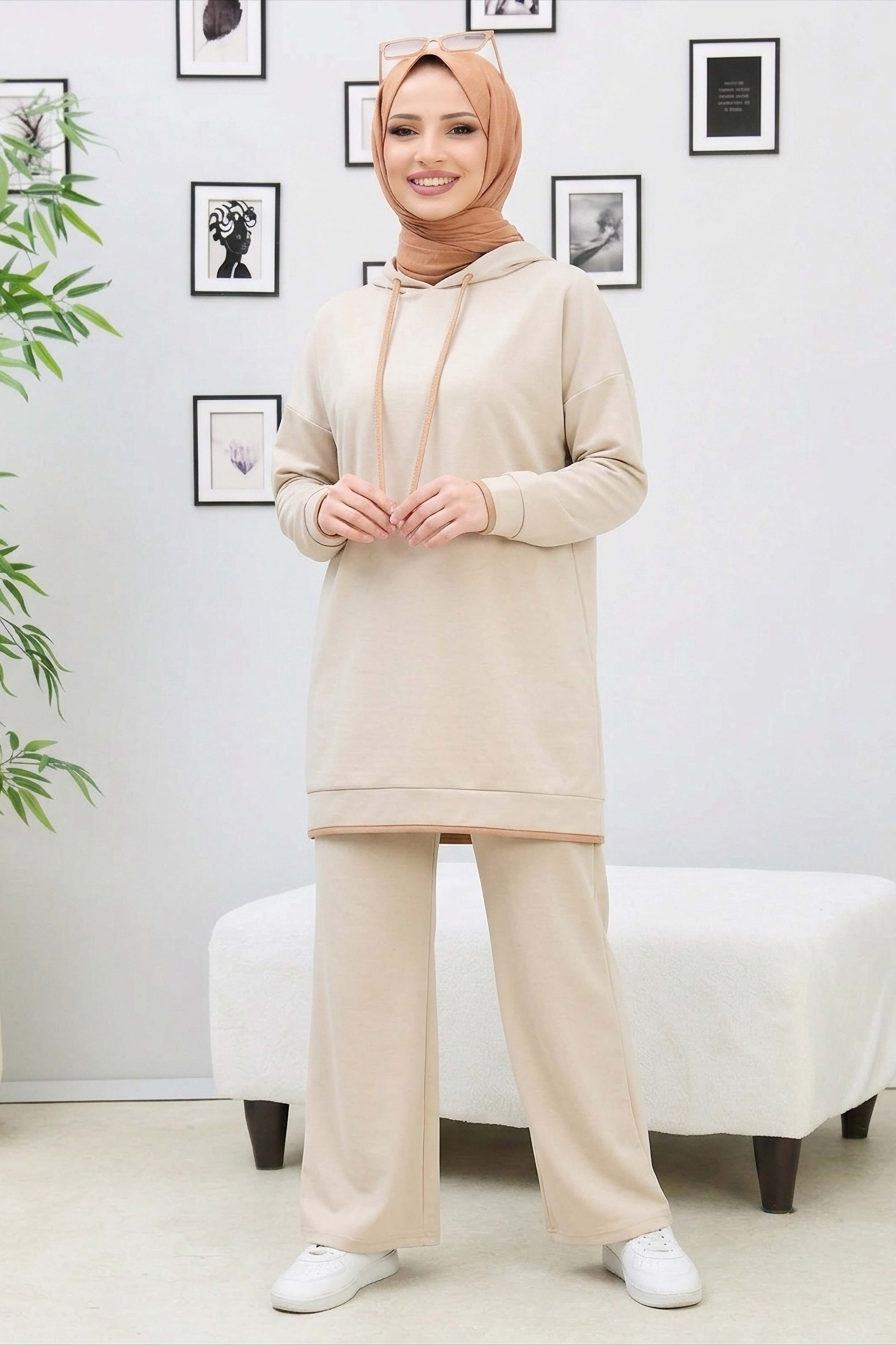 Tunik Pantolon  - 27390-KREM