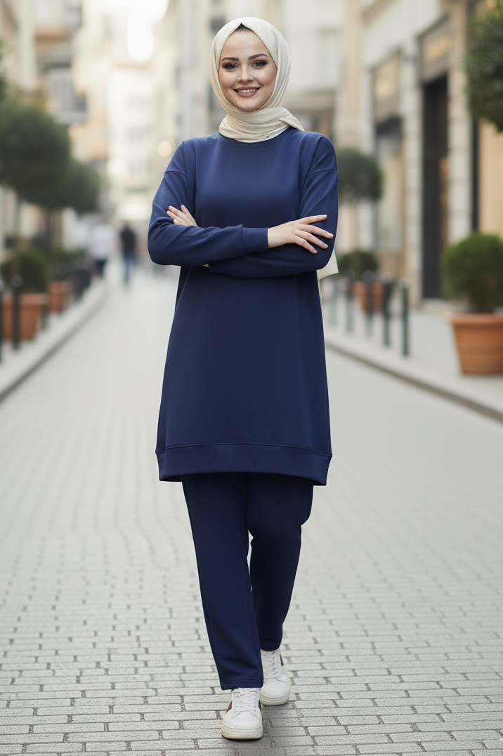 Tunik Pantolon Modal İkİli Takım  - 28004-LACIVERT