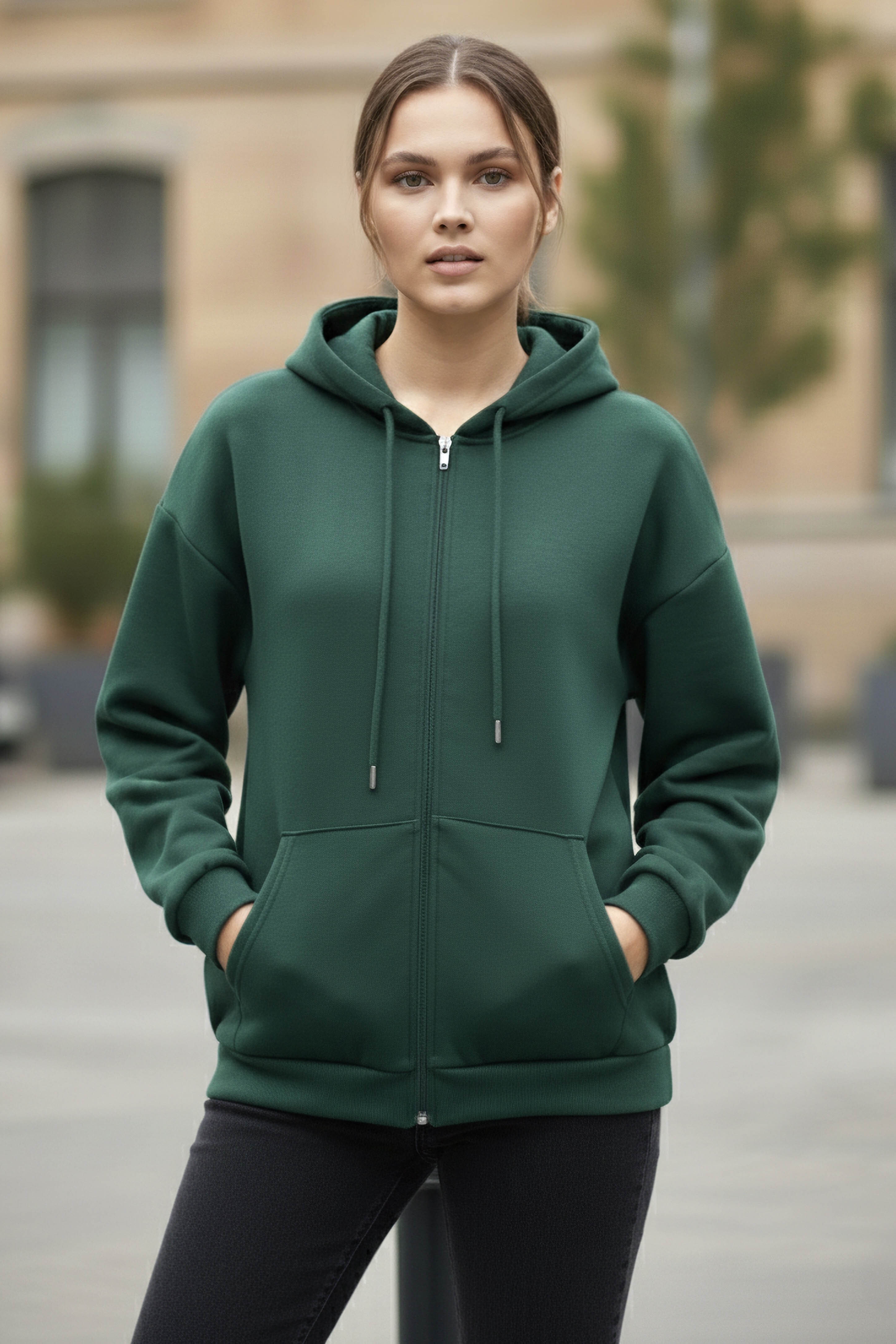 Üç İplik Şardonlu Sweat  - 2059-ZUMRUT