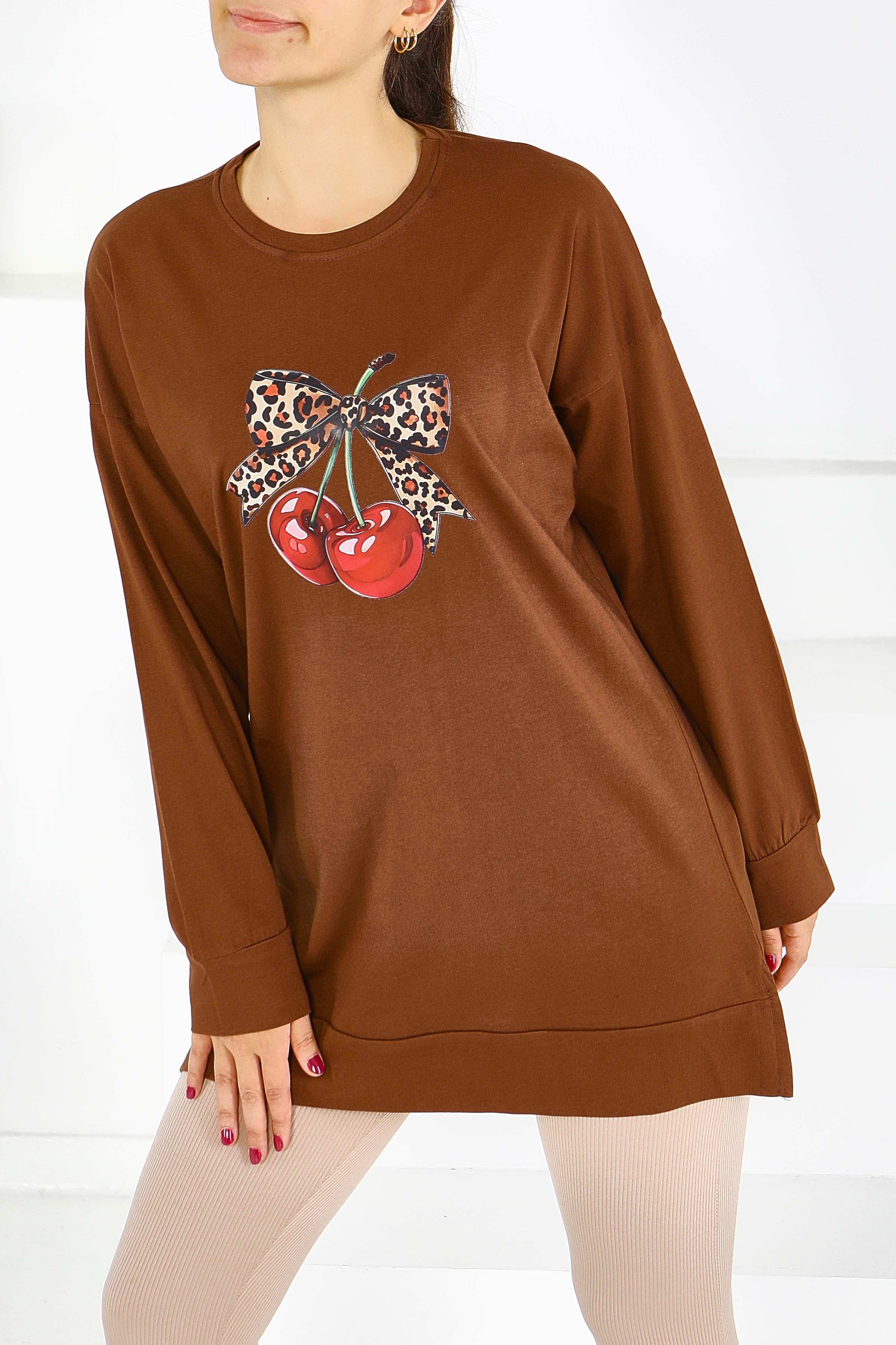 Uzun Kollu Baskılı Tunik - 27588 