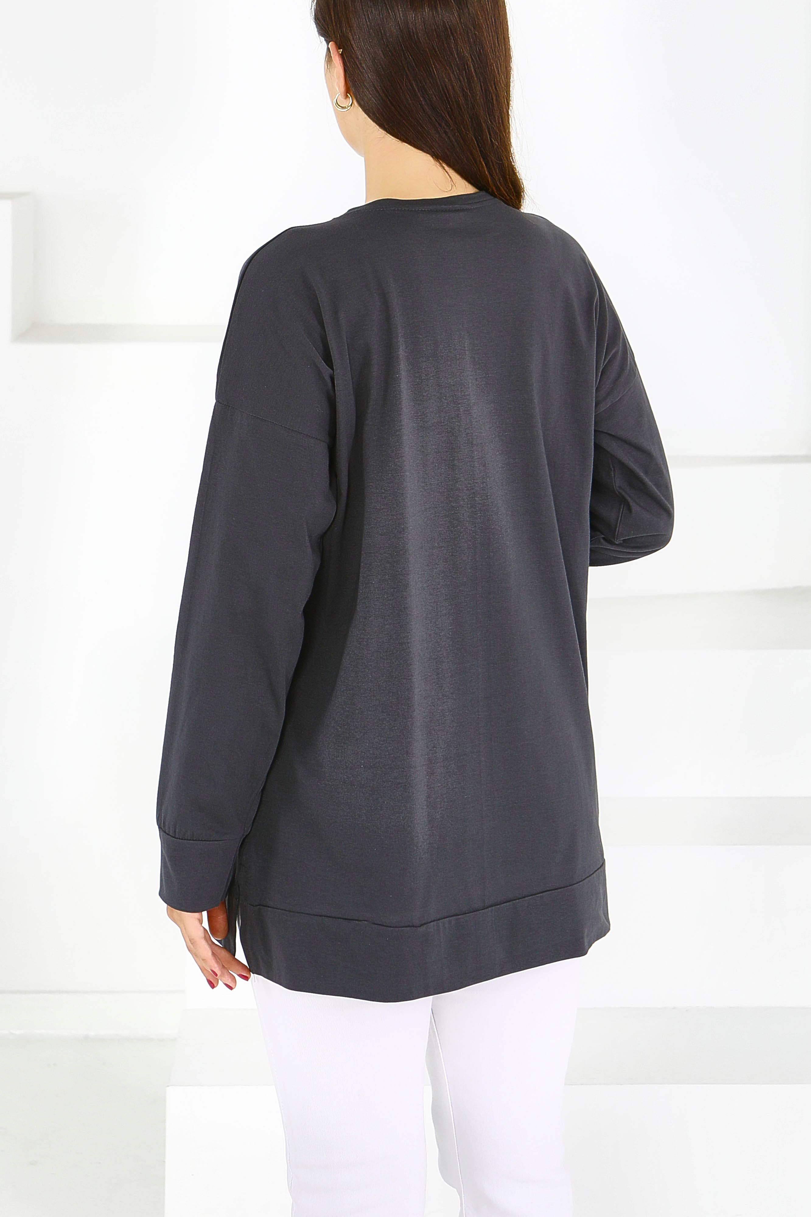 Uzun Kollu Baskılı Tunik - 27590 - 4