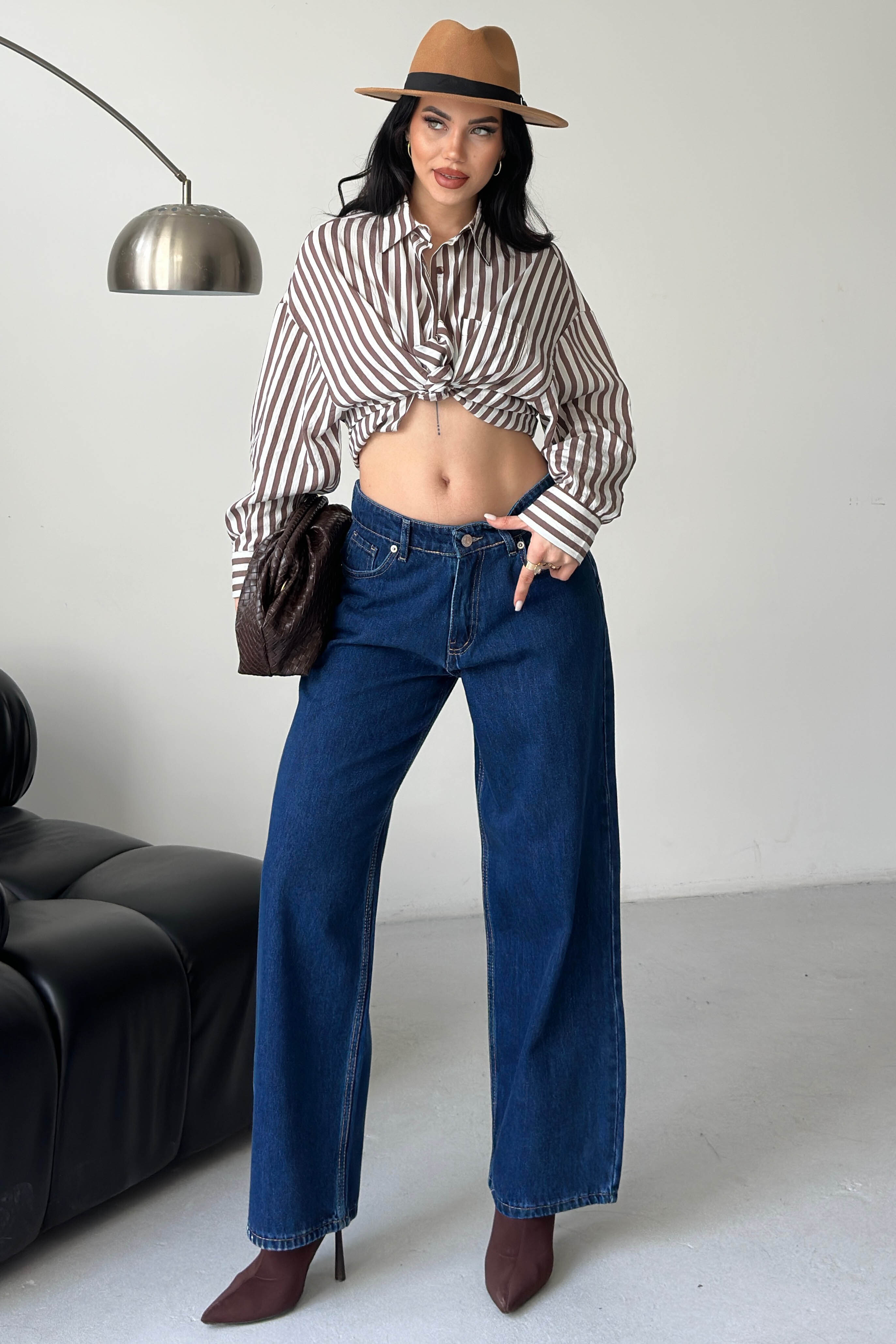 Wide Leg Palazzo Kot Pantolon  - 28279-MAVI